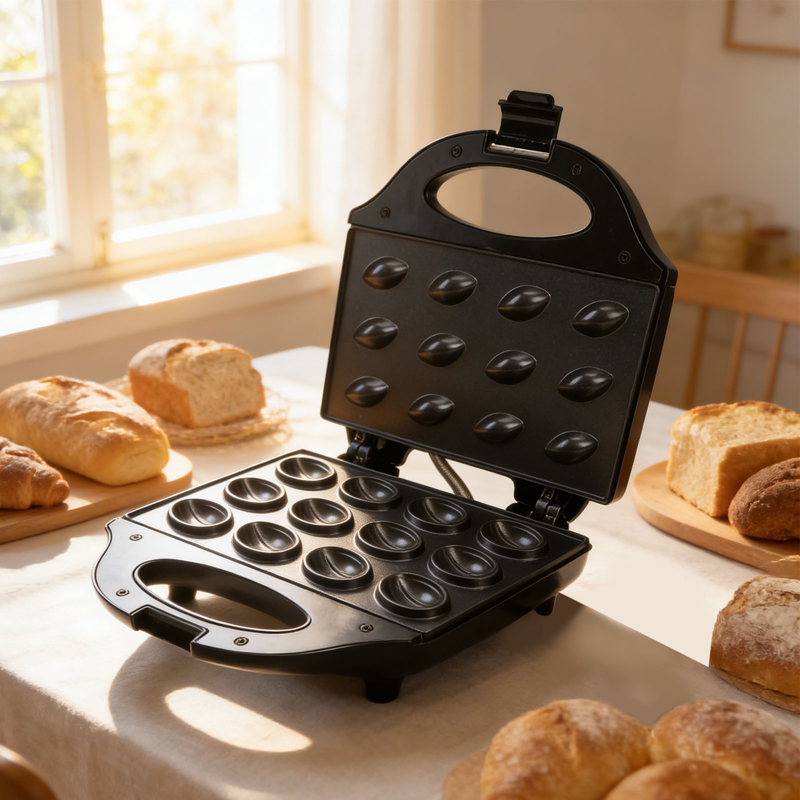 ماكينة صنع كعك الجوز 750 واط ب - مراجعة Mini Waffle Maker Machine وسعره
