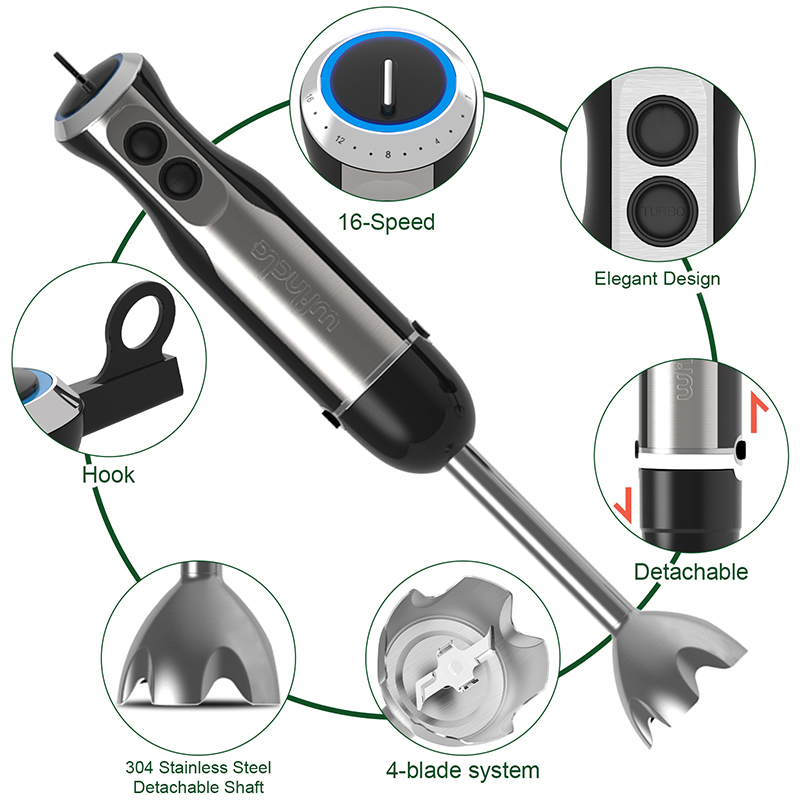 Wancle الكهربائية الغمر خلاط ي - مراجعة Immersion Hand Blender Set وسعره